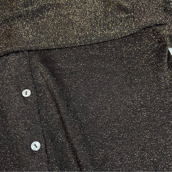 Via Condotti Crew Neck Cardigan Brown with Gold Metallic Flecks Size Medium - Picture 9 of 11